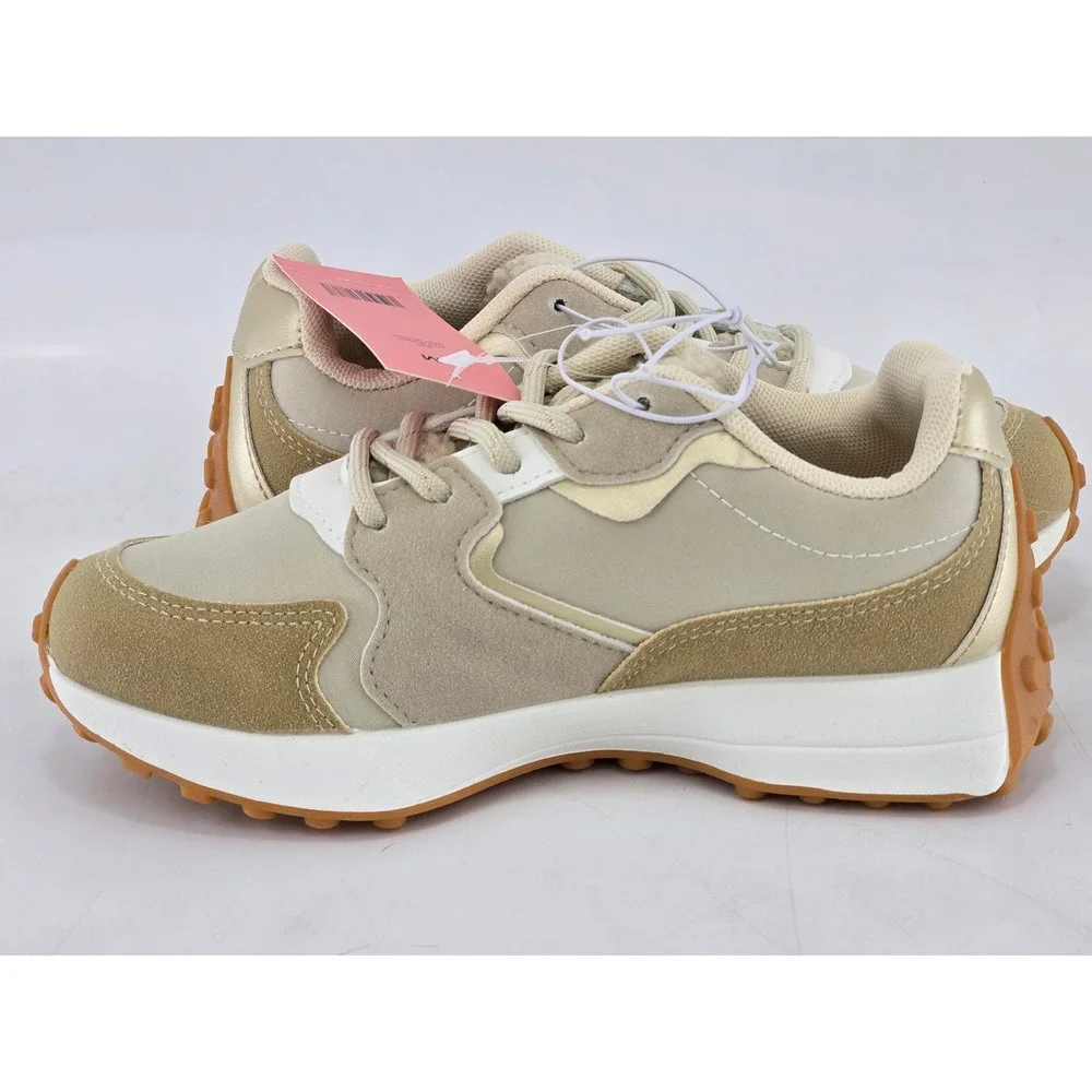 BCBG Girls Riley Sneakers Kids Size 1M Off White Faux Shearling - New